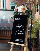 Wedding Shinny Black Welcome Sign